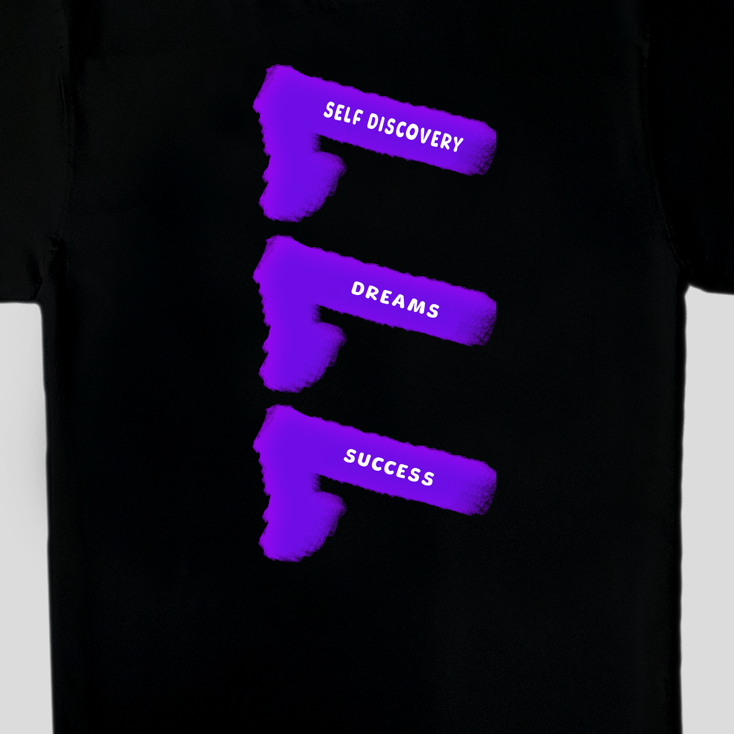oversized black t-shirt with purple digital print 777