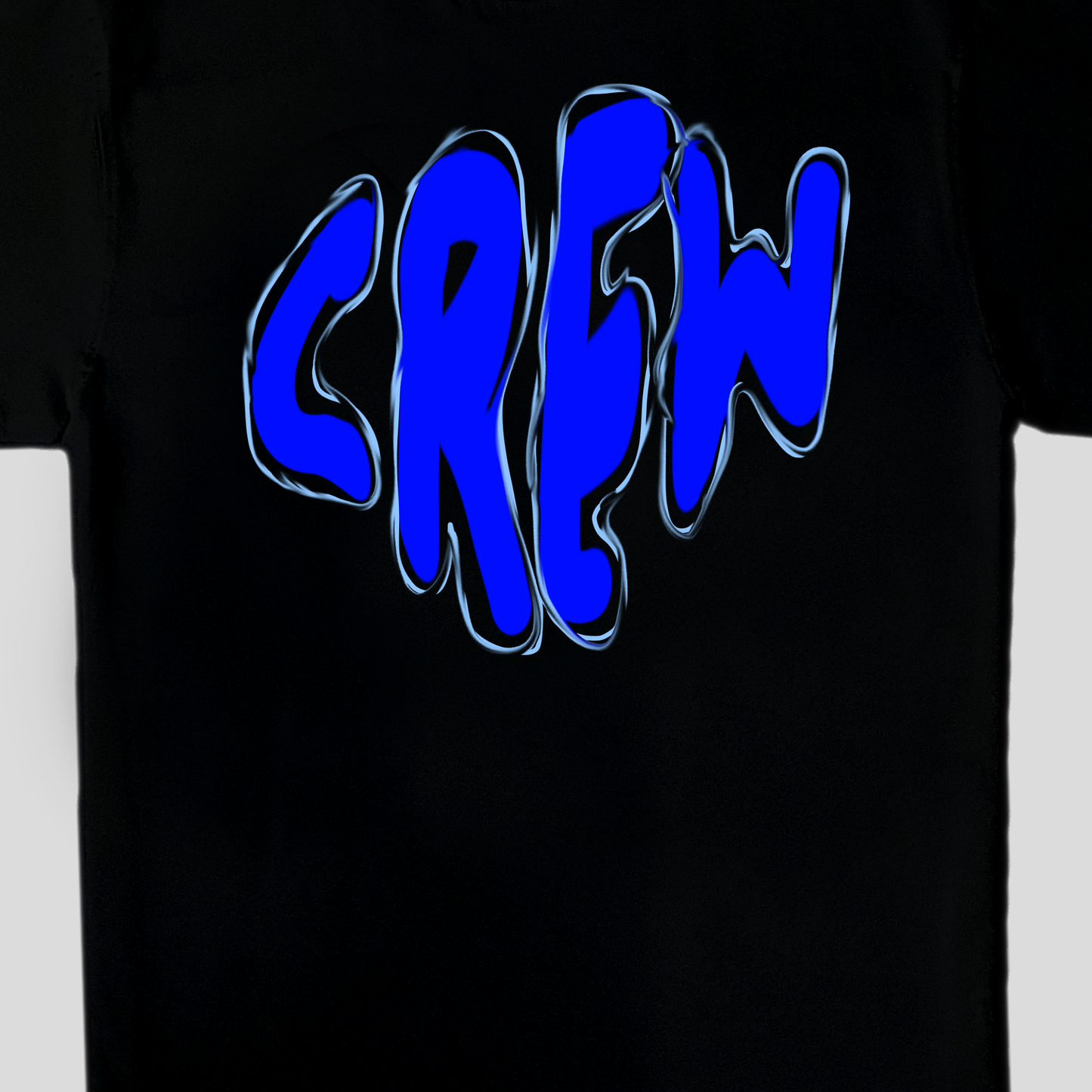 Black oversized cotton t-shirt with graphic crew in blue