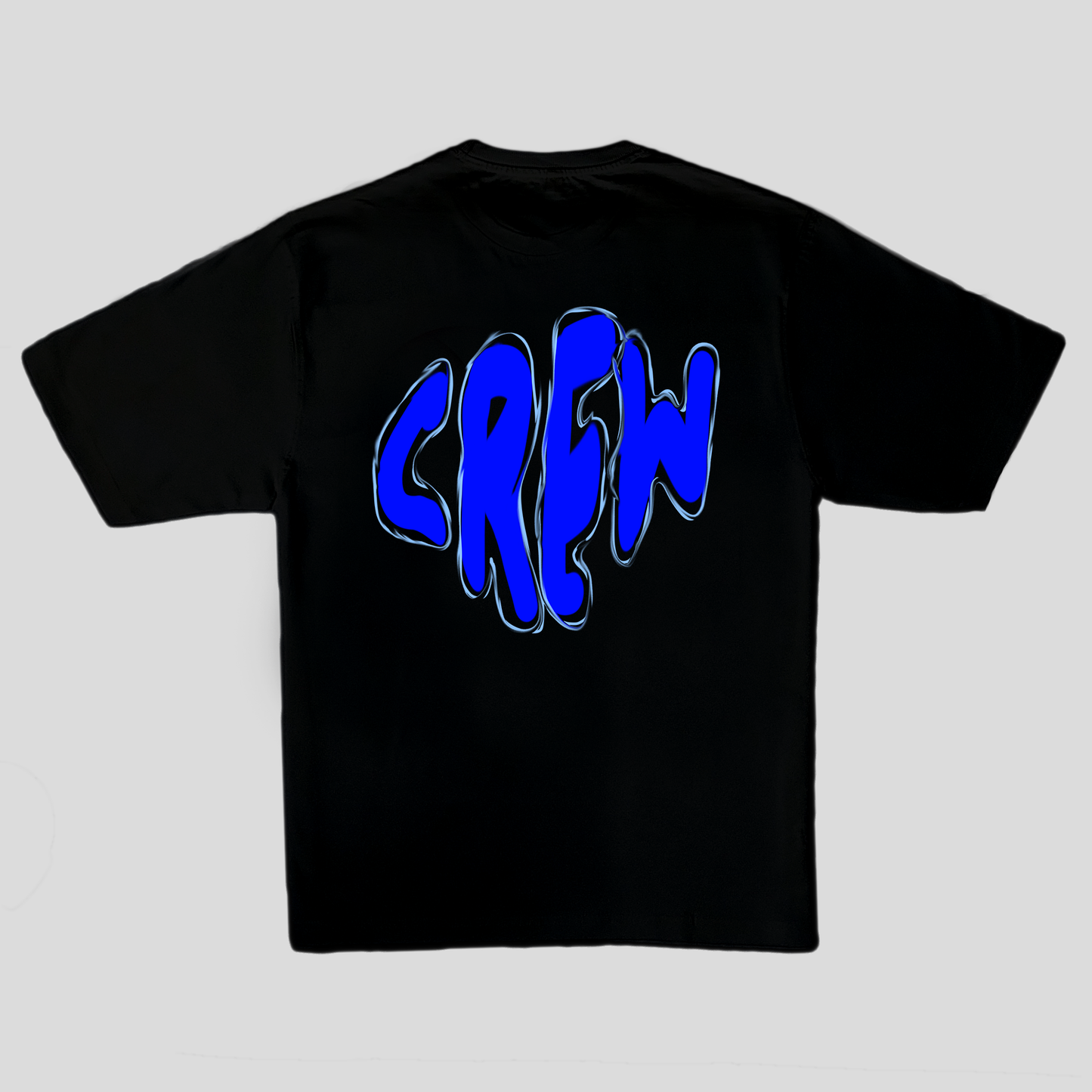Black oversized t-shirt with graphic crew in blue - back