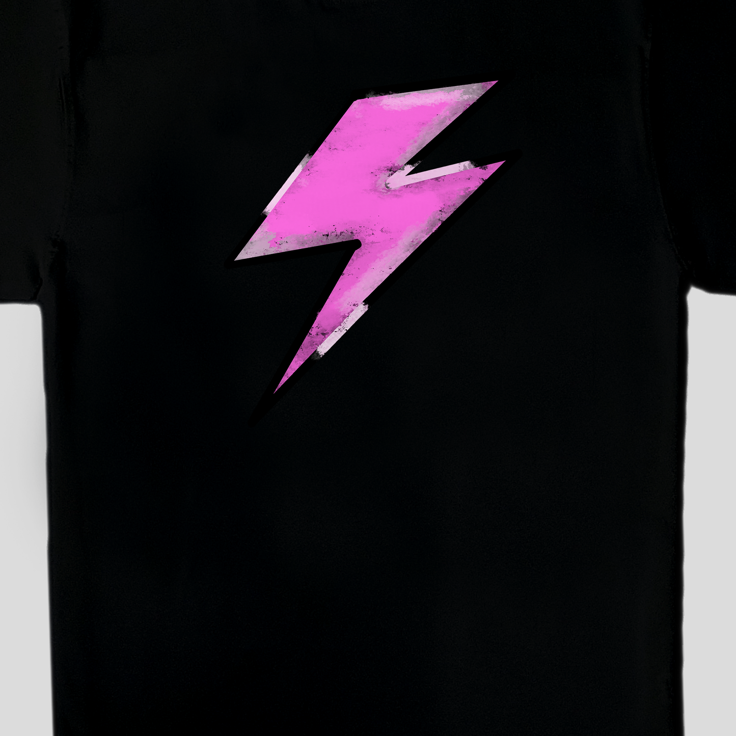Iconic Black oversized t-shirt with lightning digital print in pink color