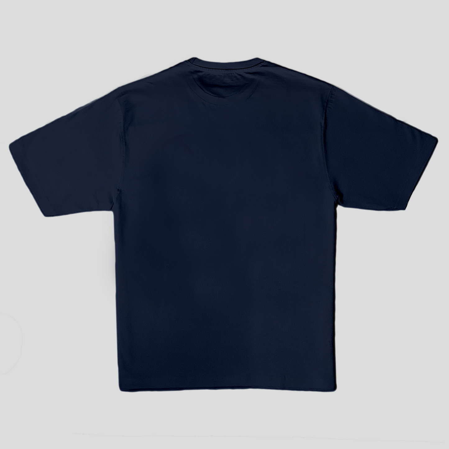 Navy blue oversized t-shirt with digital print in neon blue