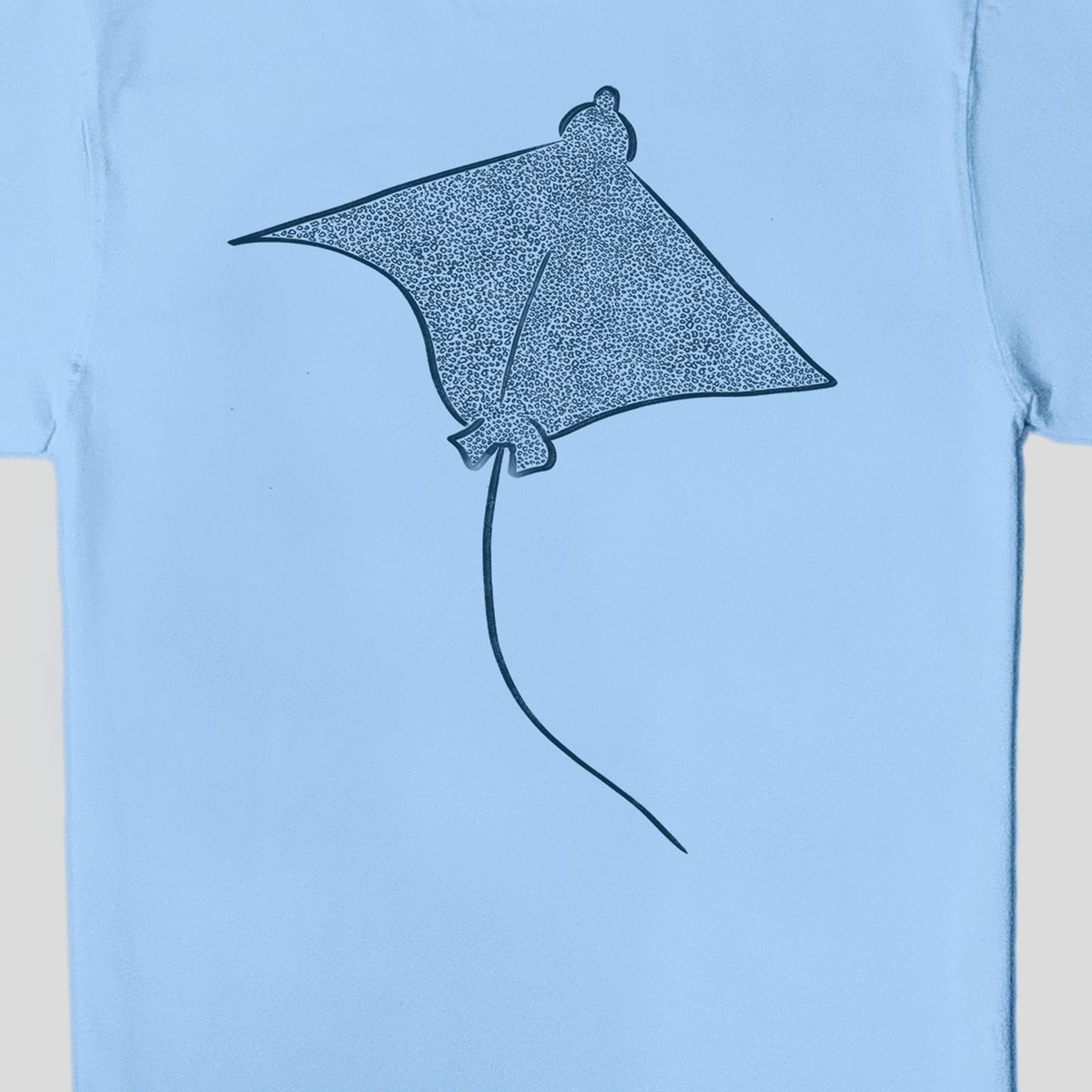 Sky blue oversized t-shirt with digital print in deep blue - sting ray