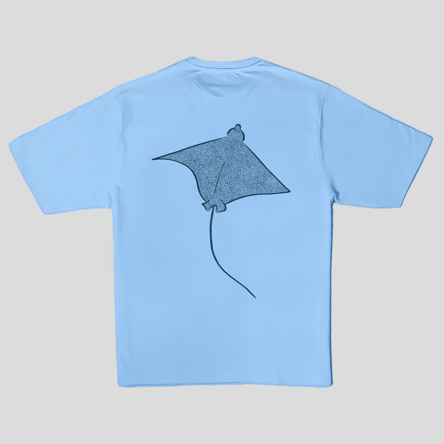 Sky blue oversized t-shirt with digital print in deep blue - sting ray