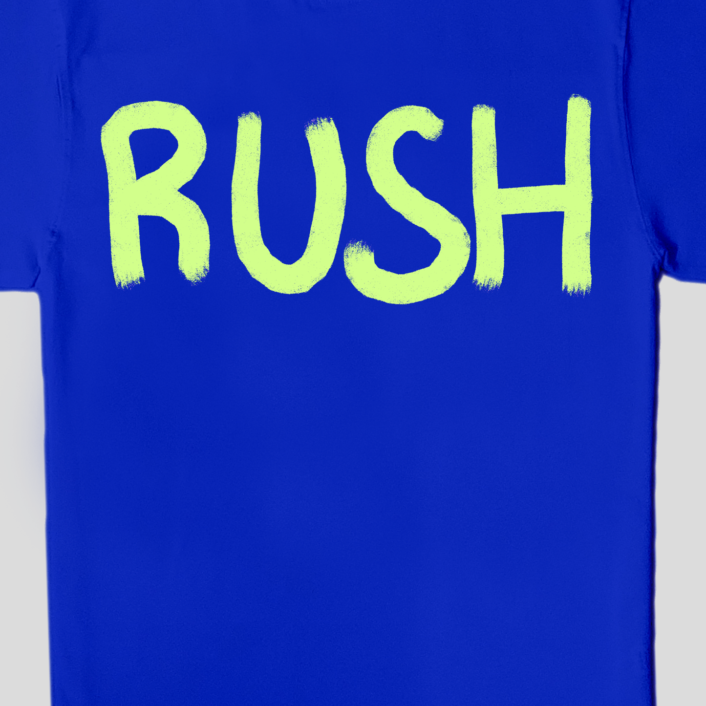 Blue oversized t-shirt with neon green digital print RUSH