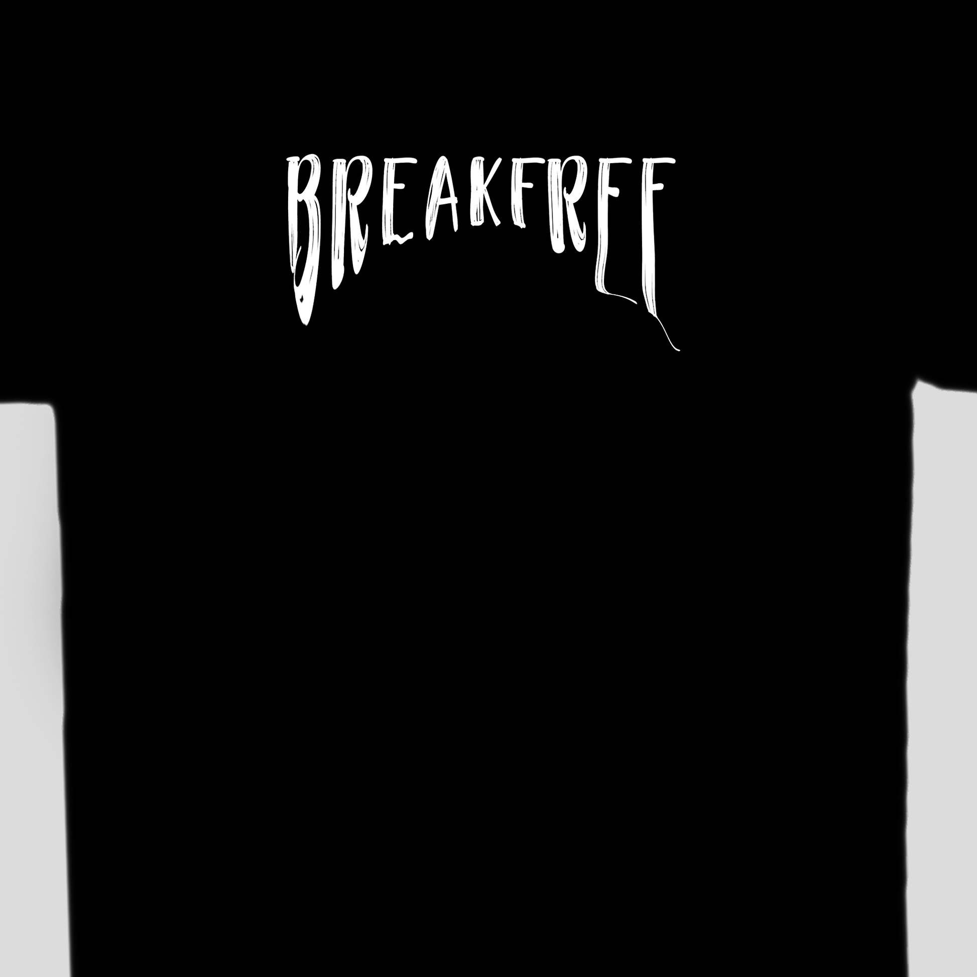 Black oversized t-shirt with white digital print breakfree